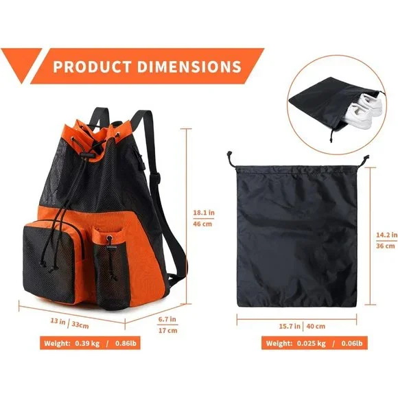 Mesh Drawstring Backpack with Shoe Bag - Picture 3 of 8
